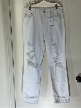 pistola White Distressed Straight-Leg Jeans Size 28 NWT